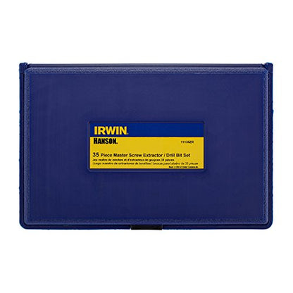 IRWIN Tools Hanson Screw Extractor and Drill Bit Set, 35 Piece, 11135ZR - size: 35-Piece, style: Spiral Flute Extractor Set