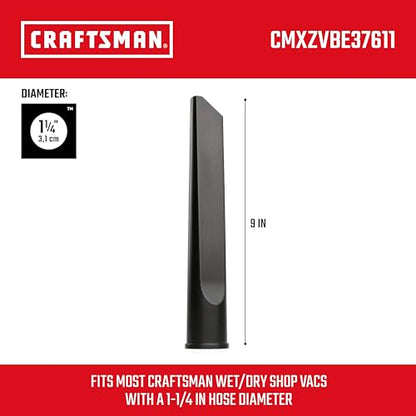 CRAFTSMAN CMXZVBE38611 1-1/4 in. Crevice Tool Wet Dry Vac Attachment | Industrial-Grade Shop Vacuum Accessory for Cleaning Tight Spaces, Fits 1-1/4 in. Hose Diameter - size: Crevice Tool