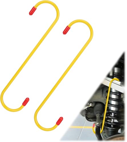 BFXM 2PCS Brake Caliper Hanger Caliper Hangers Hooks with Rubber Tips | Durable Steel, Rust-Proof Automotive Tools for Braking, Axle, Suspension, Herramientas para Extensión de Frenos - color: Yellow with red cap-2PCS