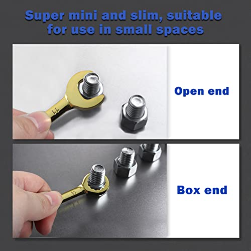 Small Wrench Set Metric 10 PCS 4-11mm Color Plated Open and Box End Mini Wrenches Combination Wrench Set with Key Ring Ignition Wrench Set with Portable Storage Pouches - style: Metric