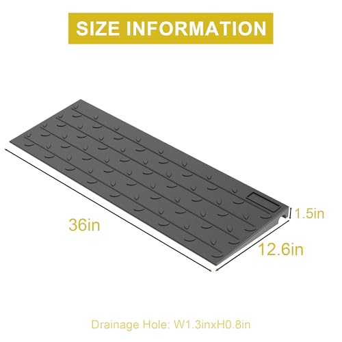 OrangeStar 2 Pack 1.5" Rise Rubber Threshold Ramp | Heavy Duty Wheelchair & Scooter Ramp with Cord Channel, Non-Slip Angled Entry for Doorways, Steps & Garage (36" Length) - size: 1.5in-2Pack