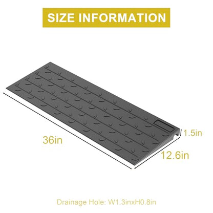 OrangeStar 2 Pack 1.5" Rise Rubber Threshold Ramp | Heavy Duty Wheelchair & Scooter Ramp with Cord Channel, Non-Slip Angled Entry for Doorways, Steps & Garage (36" Length) - size: 1.5in-2Pack