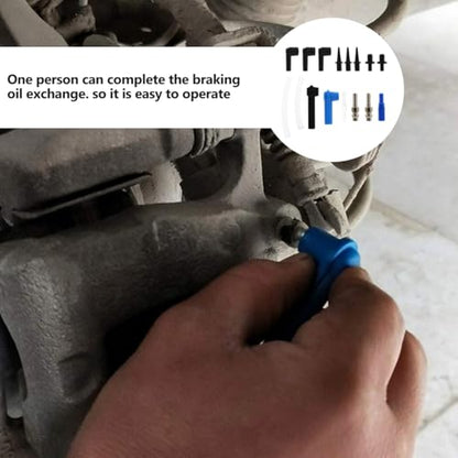 Veemoon 16pcs Brake Bleeder Connector Accessories Blue Brake Bleeder Fluid Adapter Kit Universal Auto Brake Pump Exchange Tool Brake Fluid Replacement Master Bleeder Cylinder Changer Modification
