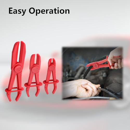 6 Pack Automotive Oil Pipe Cut-off Pliers, 255 mm/185 mm/155 mm Three Sizes with 0-65 mm Opening Range Hose Pinch Off Pliers Set for for Fuel, Coolant & Brake Lines