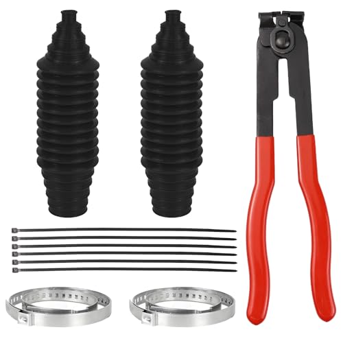 13PCS CV Axle Boot Repair Kit, 2PCS CV Boot with 4 Stainless Steel Clamps & 6 Cable Ties & Ball-Cage Pliers, Waterproof Dustproof CVs Joint Boots Kit, Universal Car Accessories (Black) - color: Black