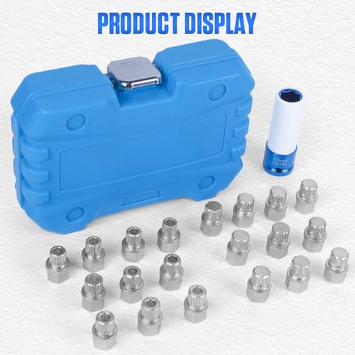 BELEY Wheel Lock Lug Nuts Set, Automotive Anti-Theft Wheel Screws Removal Key Socket Kit for BMW (21pcs for BMW)