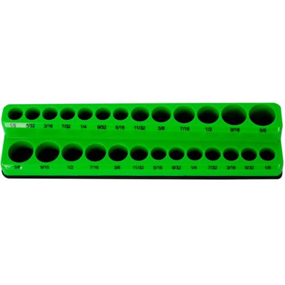 Magnetic Socket Organizer Set, 3-Piece Socket Holder Set Includes 1/4", 3/8", 1/2" Drive Metric SAE Socket Trays, Holds 75 Pieces Standard Size and Deep Size Sockets(Socket not Included) - Green