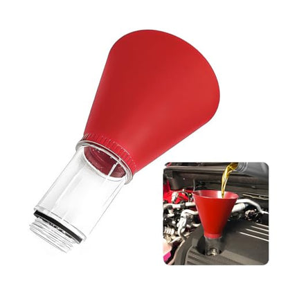 Car Engine Oil Funnel, Vehicle Threaded Locking No Spill Spout Directly into Filler Funnel, Automotive Diesel Change Tool, Compatible with Avalon Tercel Venza (Red) - color: Red