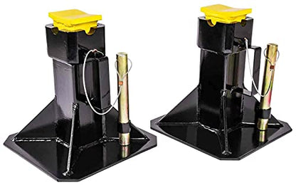 JEGS Jack Stands | 22-Ton Per Pair/Per Axle Capacity | Adjustable Height from 11 1/2in. to 19 5/16in. Inches | Base: 19 in. x 19 in. | Pad: 2 1/4 in. x 3 13/32 in | 37 1/2 lbs. Each | 2 Per Package