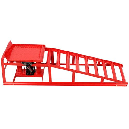 2 Pack Hydraulic Car Ramps with Pedal Auto Car Truck Service Ramps Lifts Low Profile Car Lift Service Ramps Truck Trailer Garage,Height Hydraulic Vehicle Ramps 5 T 10000 LBS (Red) - color: Red