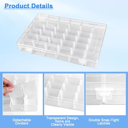 Screw Organizer Box, Organizing and Sorting Small Parts and Tools, 36 Grids Storage Container with Adjustable Dividers for Hardware, Screws, Nuts and Bolts, Beads and Fishing Accessories, Transparent