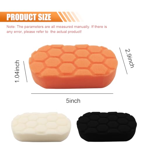 3PCS Hand Applicator Pad Kit, 2.9 × 5 Inch Wax Applicator Pads, Cutting Automotive Polishing Pad, Compound Vehicle Detailing Foam Sponge