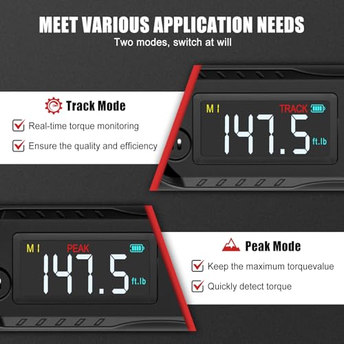 VANPO Digital Torque Wrench 1/2-Inch 7.38–147.5 ft-lb for Automotive | 10–200 Nm, ±2% Accuracy, Electronic Torque Wrench with LCD Display, Audible & Vibration Alert, Easy Battery Access - size: 1/2-inch 7.38-147.5 Ft-lb/10-200 Nm