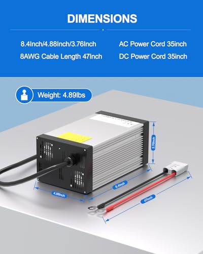LiFePO4 Battery Charger 12V 40A, AC-DC Smart Lithium Battery Charger for 12.8V LiFePO4 Lithium Batteries, 40A Fast Charging for Solar, Marine, RV, Trolling Motor Batteries