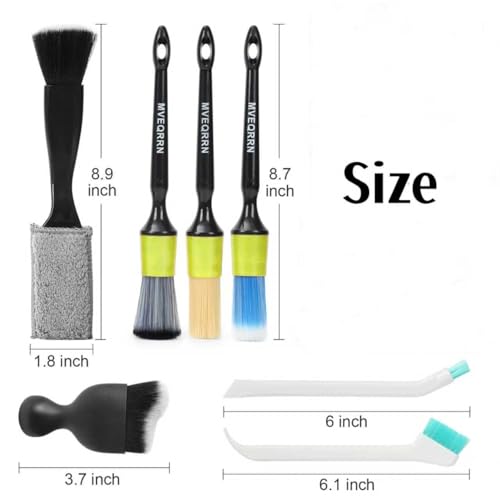 MVEQRRN 7PCS Car Detailing Brush Set,Boars Hair Detail Brush kit(Green) | Ultra Soft No Scratch,Car Dust Brush,Car Detailing Brushes Kit,Detail Brushes Car Detailing for Interior Exterior - color: 7PCS detailing brush green