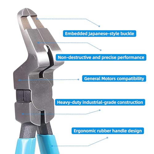 Panel Clip Removal Pliers, Mutipurpose Diagonal Cutting Pliers, Car Push Retainer Rivet Trim Pry Puller, Industrial Grade Steel Diagonal Cutting Plier with Spring and Ergonomic Rubber Handle
