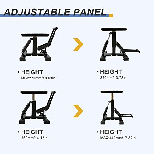 POLARBEAR Dirt Bike Stand Adjustable Jack Stand 1200Lbs Capacity Engine Stand Vertical Rise Easy Operated for ATV Dirt Bike Maintenance Lightweight(Black) - color: Black
