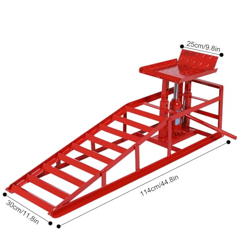2-Piece Low Profile Hydraulic Car Ramps, Heavy Duty Lift Car and Truck Service Ramps for Oil Changes, 5 Ton Capacity Adjustable Ramp for Routine Vehicle Maintenance
