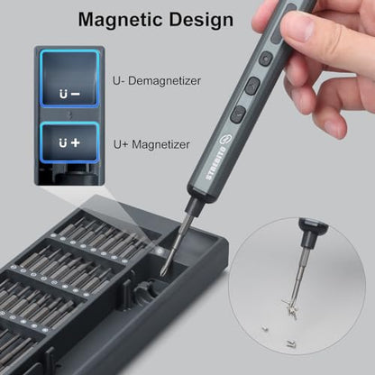 STREBITO Mini Electric Screwdriver Set, 70 in 1 Small Electric Screwdriver - 64 S2 Preicison Bits, 5 Torque Settings, 4 LED Lights, Mini Power Screwdriver Repair Tool Kit for PC Electronic (Standard) - style: Standard