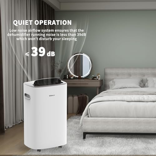 Shinco 86 Pints Dehumidifier for Home and Basements, 5000 Sq.Ft Dehumidifiers with Drain Hose, Auto or Manual Drainage, Auto Defrost, Quietly Remove Moisture, Intelligent Humidity Control, 24HR Timer - color: 5,000 Sq.Ft with Drain Pipe