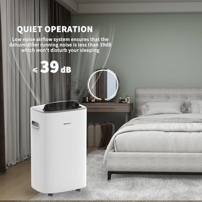 Shinco 86 Pints Dehumidifier for Home and Basements, 5000 Sq.Ft Dehumidifiers with Drain Hose, Auto or Manual Drainage, Auto Defrost, Quietly Remove Moisture, Intelligent Humidity Control, 24HR Timer - color: 5,000 Sq.Ft with Drain Pipe