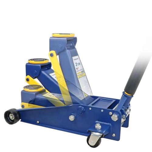 STRONGHOLD 3 Ton Hydraulic Dual Pump Garage Jack (6000 LBS) – Heavy-Duty Steel Floor Jack, Quick Start Lift, 5-1/4” to 18-1/4” Range, 360° Swivel Saddle