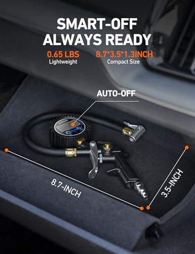 AstroAI Digital Tire Pressure Gauge with Inflator, 3-250PSI Air Compressor Accessories with Heavy Duty Air Chuck Quick Connect Coupler, Fits 1/4" NPT – for Car Truck SUV RV, 1 Pack Compact - size: 1 Pack Compact, style: without case