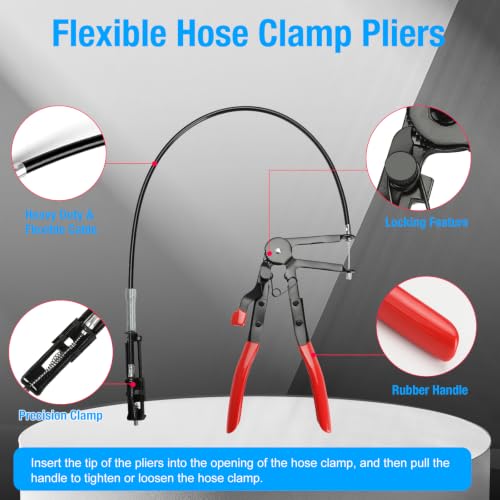 BETOOLL 16PCS Hose Clamp Pliers Set, Automotive Hose Clamp Removal Tool, Long Reach Flexible Wire Tools for Radiator, Heater, Coolant & Water Hoses - color: Blue