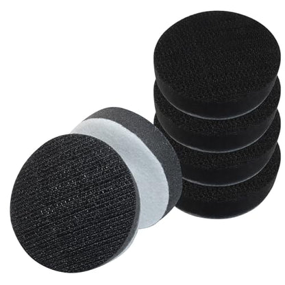 6 Pack 2 Inch Hook and Loop Foam Buffering Pad, Black | Soft Foam, Sponge Cushion Buffer, No Hole, Backing Pad for Sanding - size: 2 Inch
