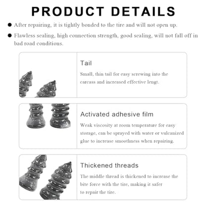 21 PCS Tire Repair Nails Kit, Self-Service Vacuum Tire Repair Spiral Rubber Screws Fast Tool with Screwdriver, Emergency Tyre Repair Nail Kit with Plugs with Box for Car Bikes