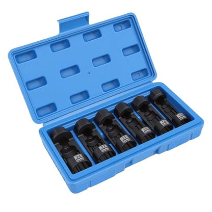 Asixxsix Strut Nut Socket Set 6PCS 16mm 18mm 19mm 21mm 22mm 24mm, CRMO Shock Absorber Strut Removal Tool Kit for Suspension, Pass Through Socket for Easy Spreader Installation