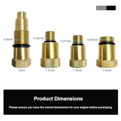 4PCS W80577 Compression Tester Spark Plug Adapters, 10/12/16/18mm Cylinder Compression Test Tool Spark Plug Adapter, Engine Diagnostic Tool Thread Adapters with O-Ring