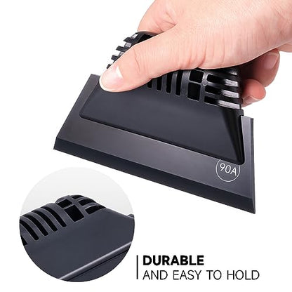 FOSHIO Black Small Squeegee, Non-Slip Handle Rubber PPF Squeegee for Window Cleaning, Shower Glass Door, Car Windshield - color: Black