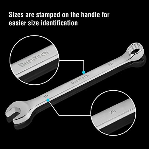 DURATECH Long Pattern Combination Wrench Set, Metric, 5-Piece, 23-30mm, 12 Point, CR-V Steel, with Pouch - size: Metric(23 to 30mm)