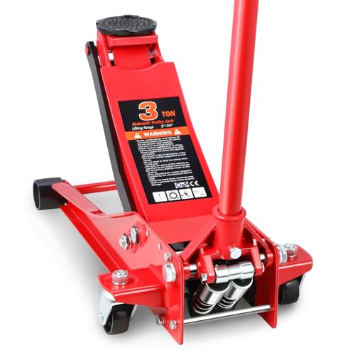 PM PERFORMOTOR Low Profile Hydraulic Trolley Service/Floor Jack, 3 Ton (6000 lbs) Capacity, Lifting Range 3"-20",Red,PM-TOL-FJ30-RD - color: Red, size: 3 Ton