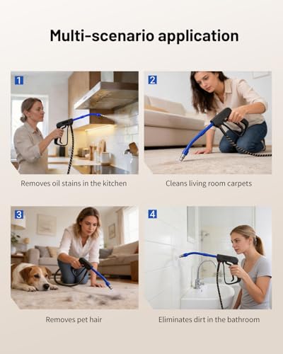 2100W Commercial Steam Cleaner, 5L Tank Carpet Cleaning Machine 6Bar 160℃/320℉ Portable Handheld Steam Cleaning Machine for Sofas, Kitchen, Pet Supplies, Car, Office and Hotel