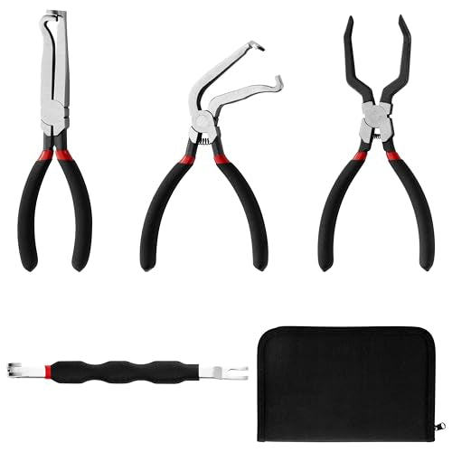Electrical Disconnect Pliers for Cars - 4Pcs High-Carbon Steel Material with Storage Bag, Universal Automotive Connector Removal Tool for Automotive Repair, Maintenance & Troubleshooting