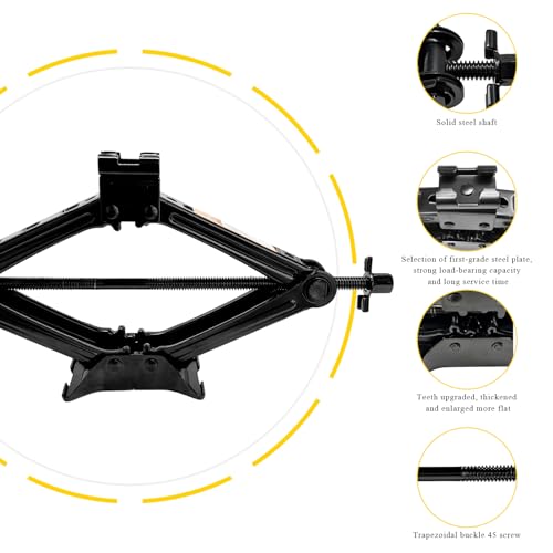 Sun Walker Car Jack Kit, 2 Ton (4409 lbs) Scissor Jack Spare Tire Changing Repair Tool with Lug Wrench, Portable Scissor Lift Jacks Universal Emergency Kit for Car Truck SUV