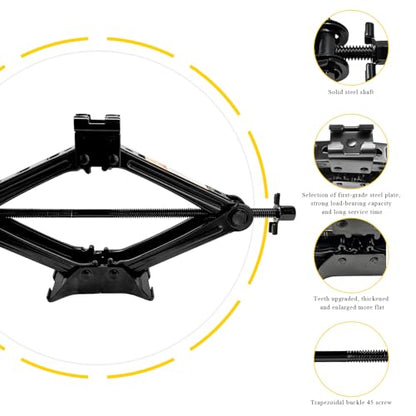 Sun Walker Car Jack Kit, 2 Ton (4409 lbs) Scissor Jack Spare Tire Changing Repair Tool with Lug Wrench, Portable Scissor Lift Jacks Universal Emergency Kit for Car Truck SUV