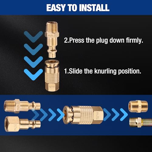 WORKPRO 16-Piece 1/4-Inch NPT Air Hose Fitting Kit with Storage Case, Quick Connect Brass Coupler & Plug for Air Compressor Accessories