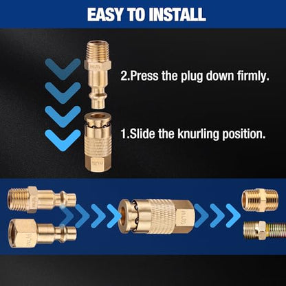 WORKPRO 16-Piece 1/4-Inch NPT Air Hose Fitting Kit with Storage Case, Quick Connect Brass Coupler & Plug for Air Compressor Accessories