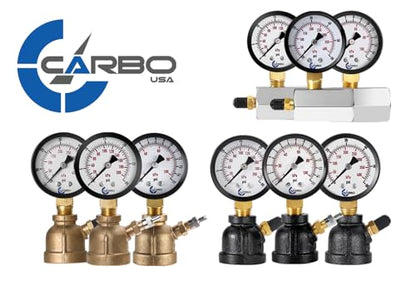 Gas Test Pressure Gauge, 1” FNPT Connection, Brass Valve, Chrome Plated Steel Body Assembly. (Steel Black, 1" FNPT 0-30 psi) - size: 1" FNPT 0-30 psi, style: Steel Black