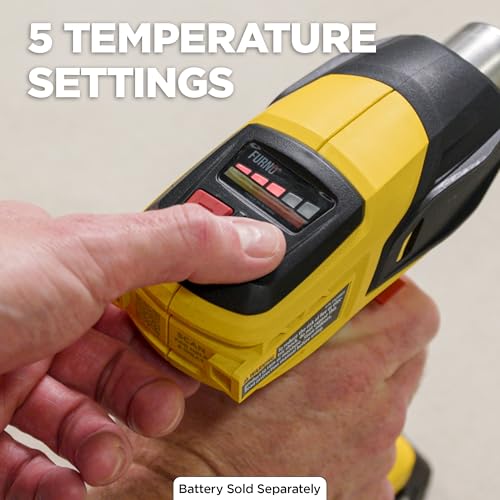 Wagner SprayTech 2467225 FURNO 550 18V Variable Temp Cordless Crafts, Wire Shrinking, Defrosting Pipes, with 2 Nozzles – Bare Tool Heat Gun, Yellow - size: FURNO 550 Cordless (Bare Tool)