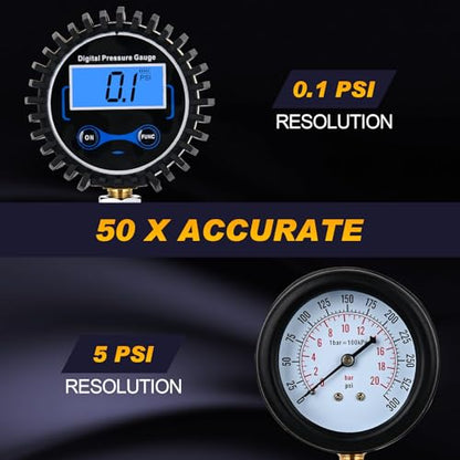 Nilight Compression Tester Kit, Digital Compression Gauge 0-250PSI Automotive Tool for Petrol Gasoline Engine Cylinder Compression Test with Adapter & Hose - color: Digital