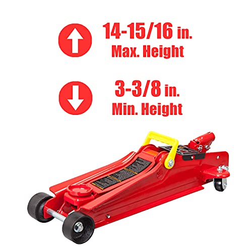 Big RED T825051 Torin Hydraulic Low Profile Trolley Service/Floor Jack with Single Piston Quick Lift Pump, 2.5 Ton (5,000 lb) Capacity, Red - size: 2.5 ton
