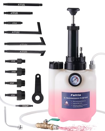 3L Transmission Fluid Transfer Pump w/ 12 ATF Adapters | Automotive Fluid Pressure Pump for Refilling Transmission, Differential and Gear Oil, Manual Car Oil Dispenser Pump - size: 3L, Manual