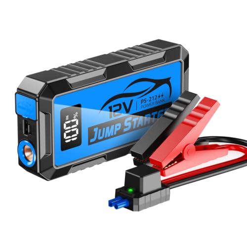 8000A Car Jump Starter, 12V Jump Starter Battery Pack (All Gas,up to 10.0L Diesel Engine) Jumper Cables Portable Lithium Jump Box, USB Output and LED Light - color: blue