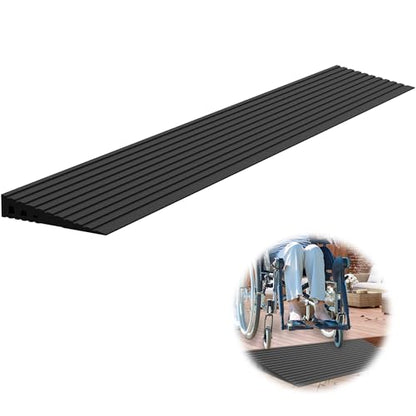 1" Rise Threshold Ramps for Doorways, 2000 Lbs Load Capacity, 35.5" Wide Natural Rubber Power Wheelchair Ramp is Adjustable and Cuttable for Doorways, Curb, Sweeper, Power Scooters, Bathroom - size: 1" Rise