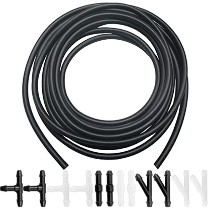 Windshield Washer Hose Kit - Includes 4 Meter Washer Fluid Hose & 12 Pcs Hose Connectors, Compatible with Most Vehicle Windshield Washer Nozzle Installation, for Connecting Car Water Pumps and Nozzles - size: 1-Set