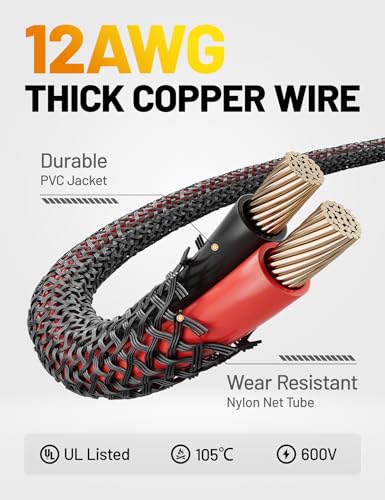 Oyviny 2.5FT 12AWG SAE Battery Connector Extension Cable with 10A 15A 20A 25A Fuses, UL Certified SAE to O Ring Terminal Quick Disconnect Harness for Trickle Charger Motorcycle Solar Panel Generator - size: 12AWG 2.5FT-1PCS